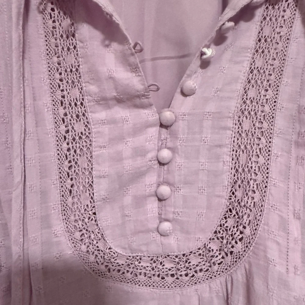 American Eagle Purple Tiered Peasant Mini Dress Size Medium Cottagecore Prairie - Picture 3 of 10